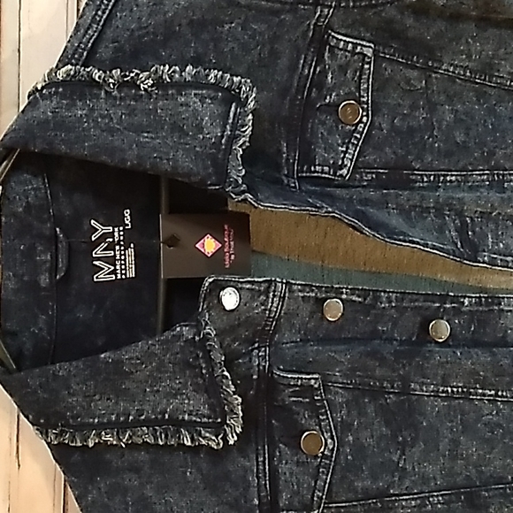 Andrew Marc New York Performance Frayed Knit Jacket  Blue - Picture 7 of 16